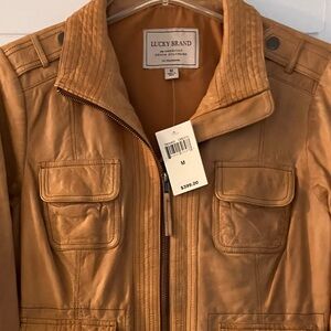 VTG Lucky Brand Downtown Traveler Soft Lambskin Leather Jacket NEW Tags $399